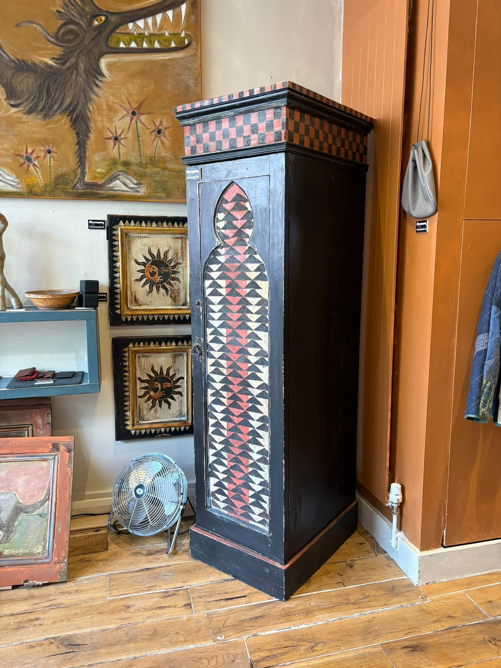 Vintage Folk Art Hall Cupboard