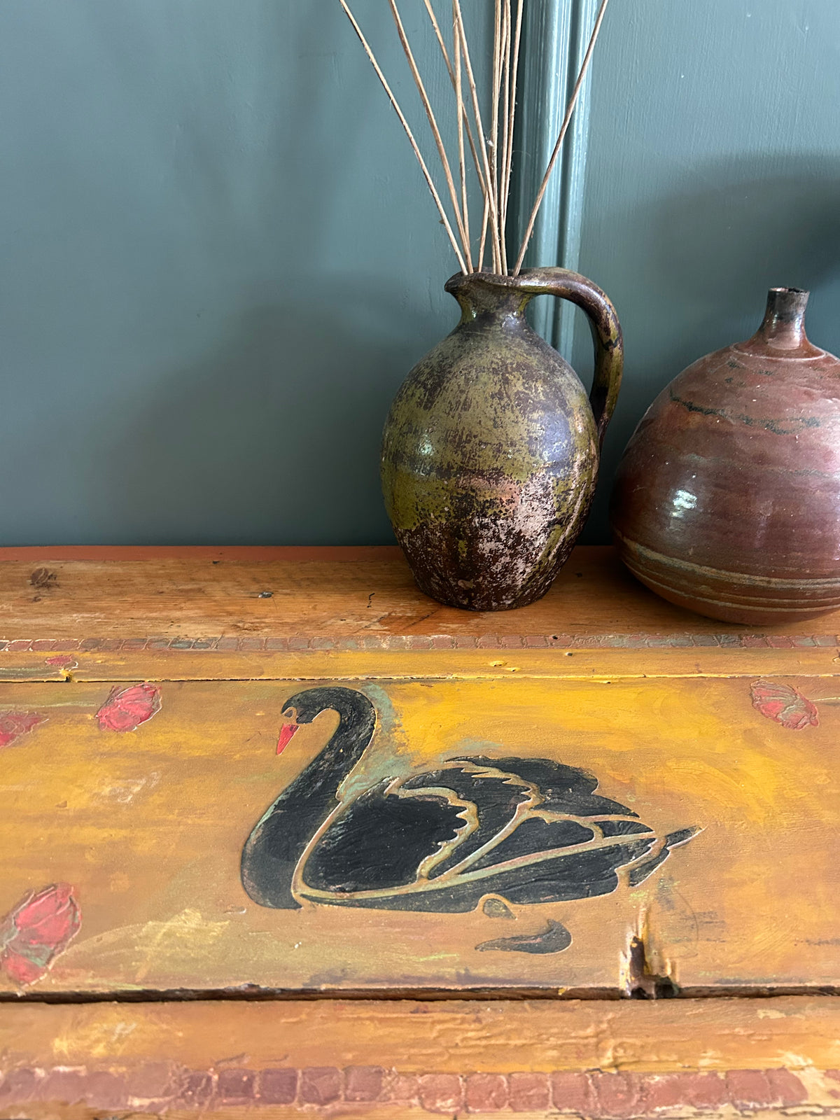 Vintage Folk Art Swan Table