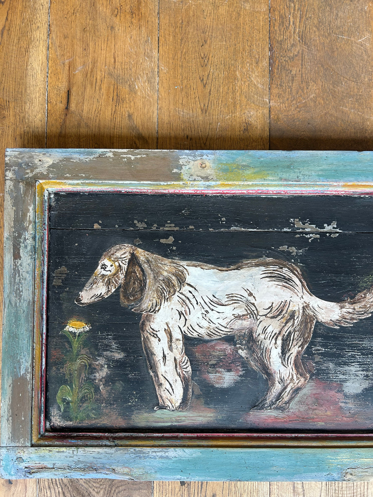 Reclaimed Door Wallhanging with Hound