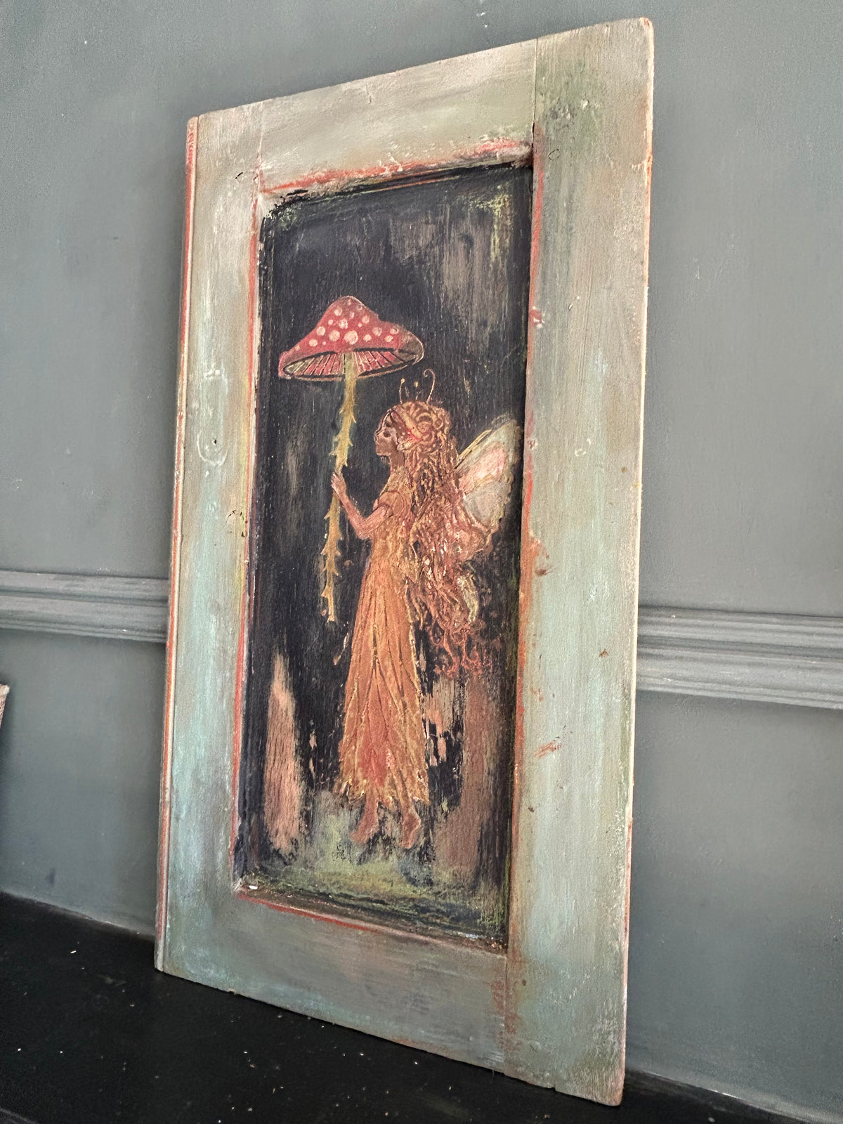 Vintage reclaimed door Fairy Wallhanging