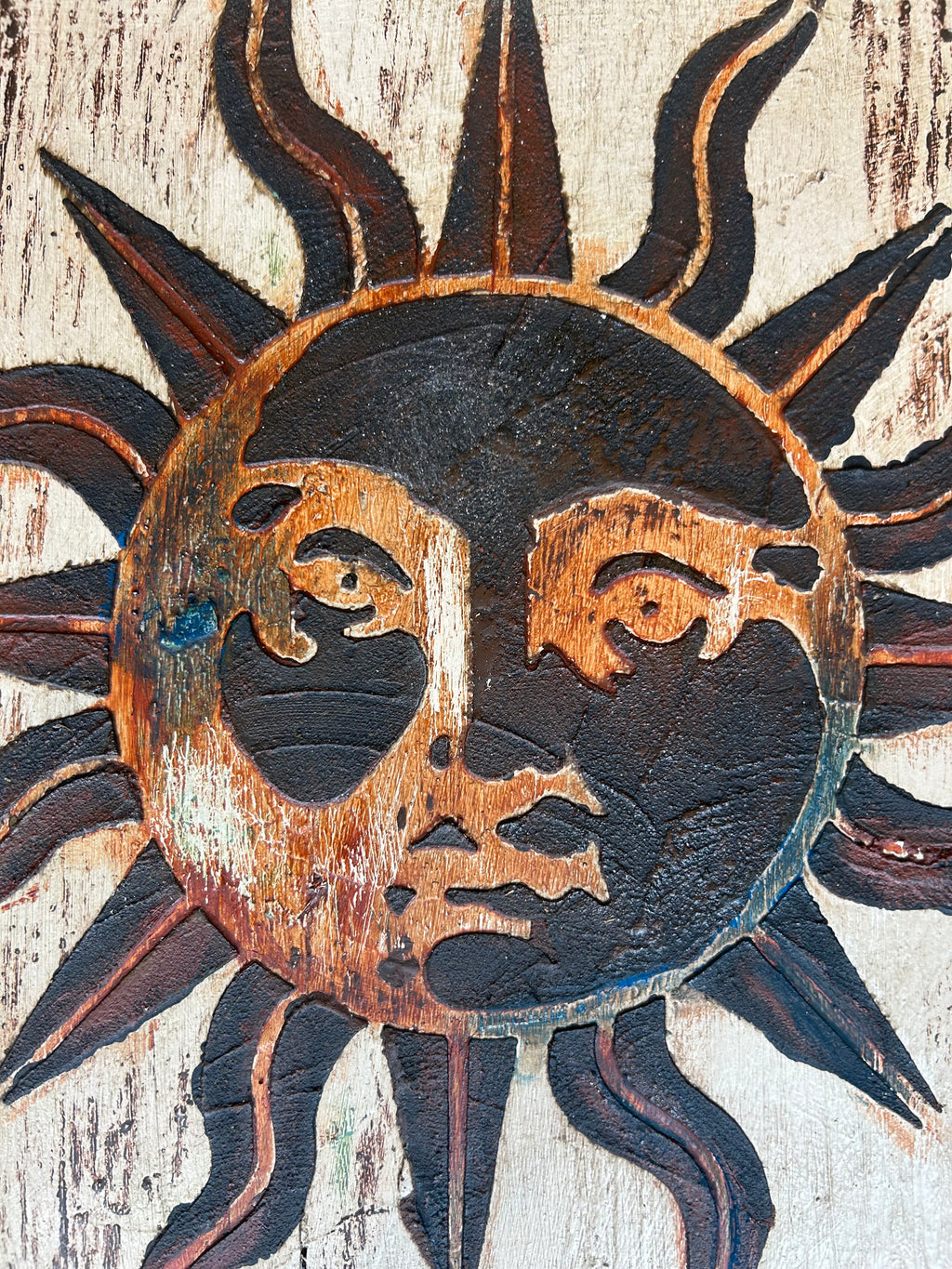 Reclaimed Door Wallhanging Sun II