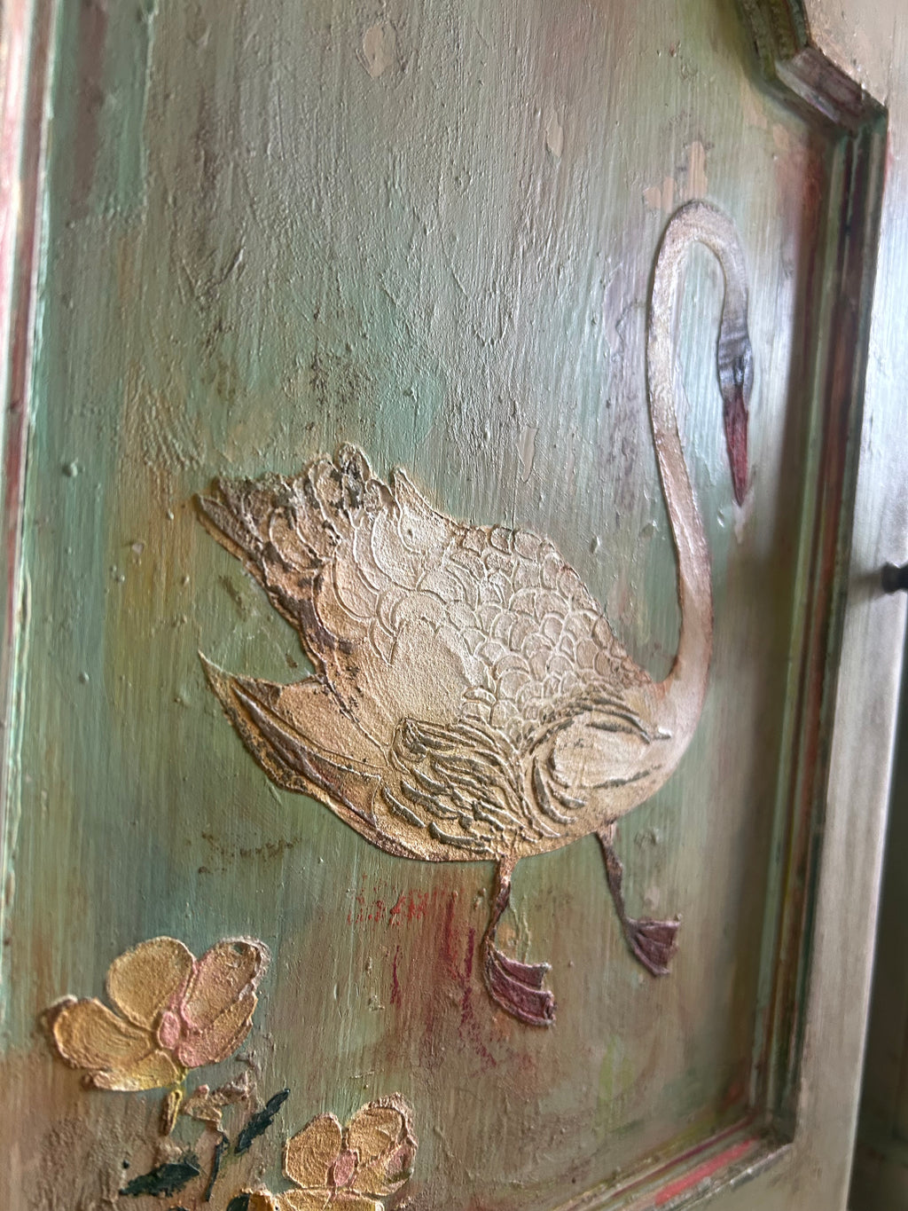 Vintage Painted Folk Art Bedside Cupboards