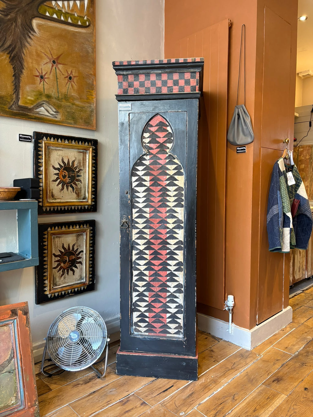 Vintage Folk Art Hall Cupboard