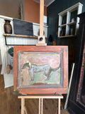 Reclaimed Door Wallhanging with Hound and Daisy Chain