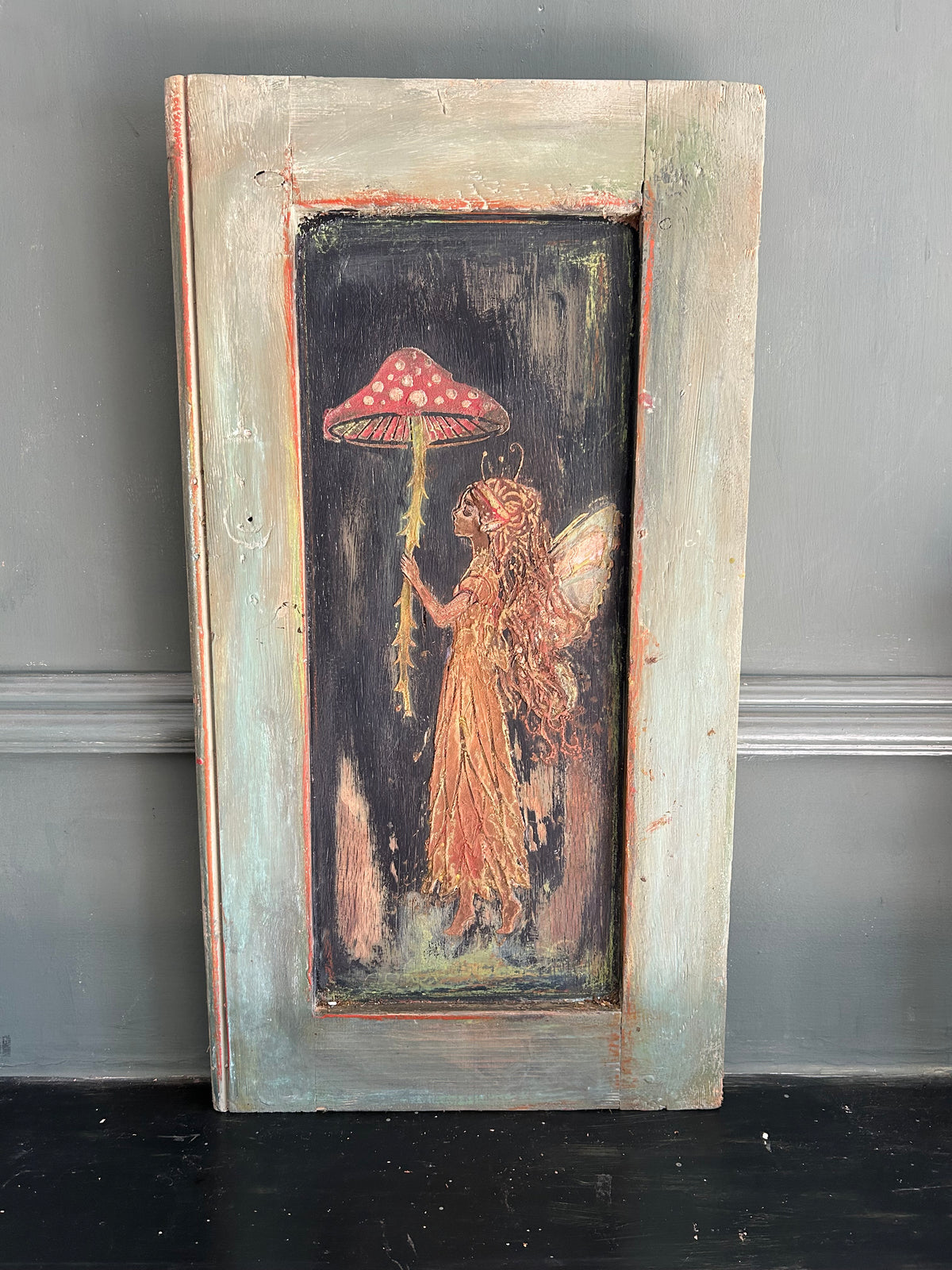Vintage reclaimed door Fairy Wallhanging
