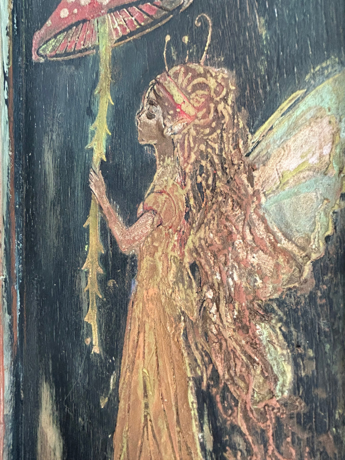 Vintage reclaimed door Fairy Wallhanging
