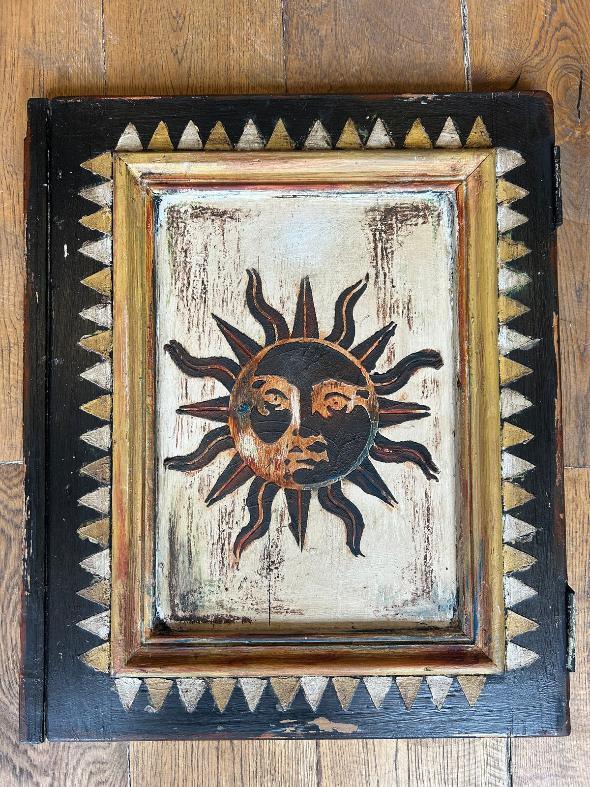 Reclaimed Door Wallhanging Sun II