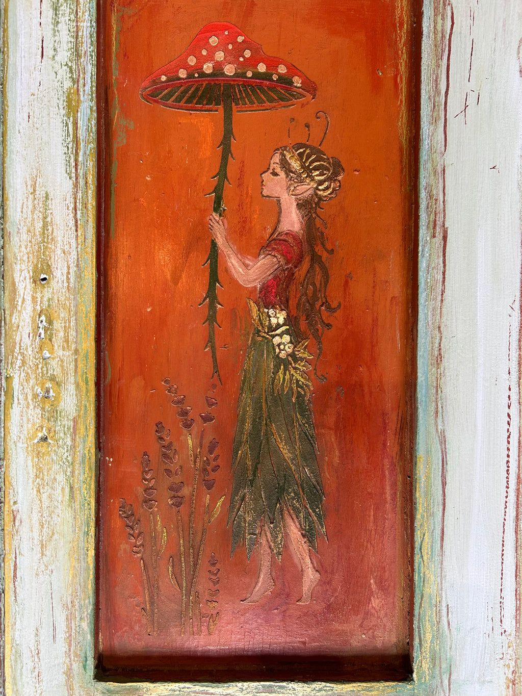 Reclaimed Door Wallhanging Fairy I