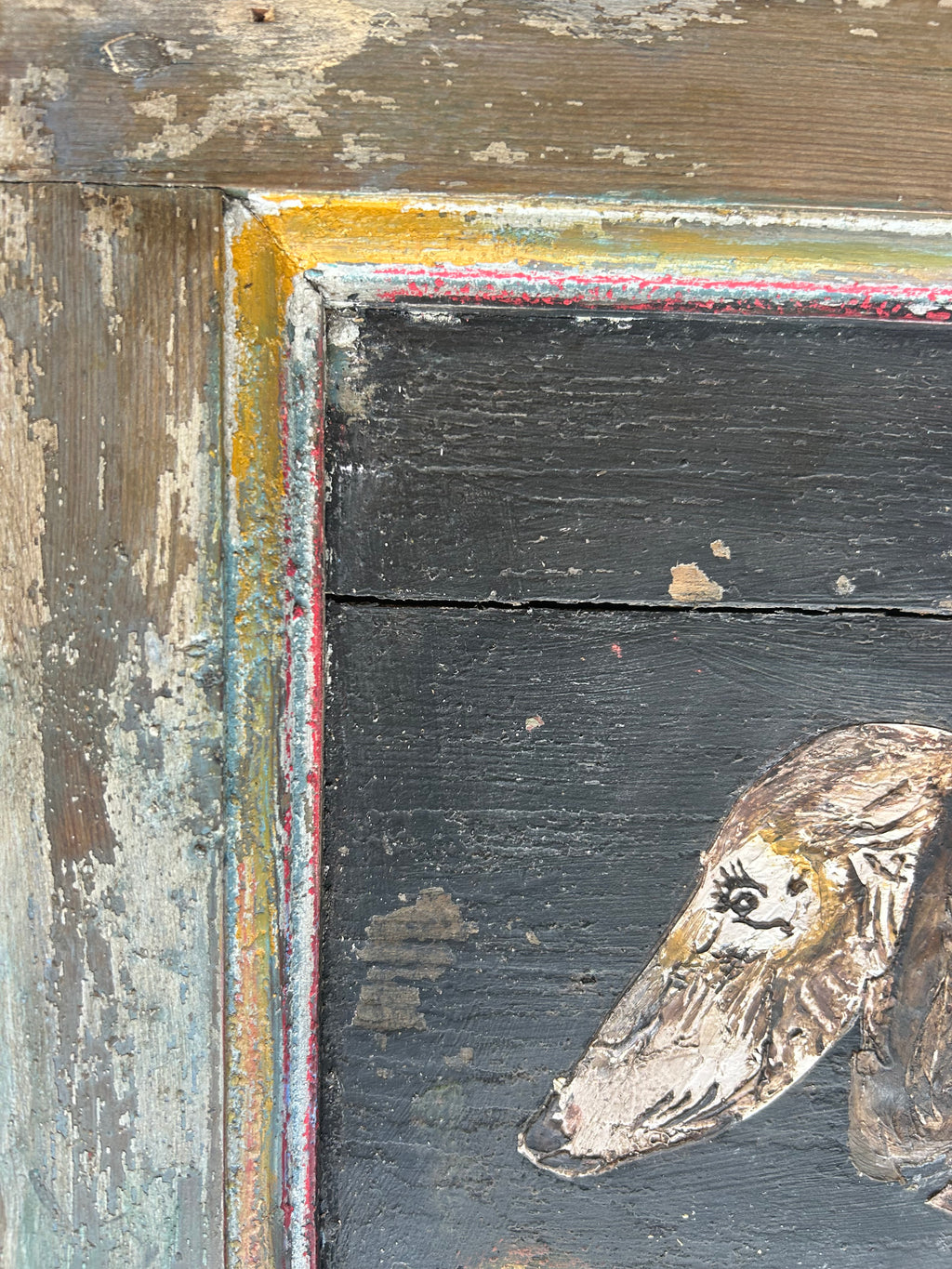 Reclaimed Door Wallhanging with Hound
