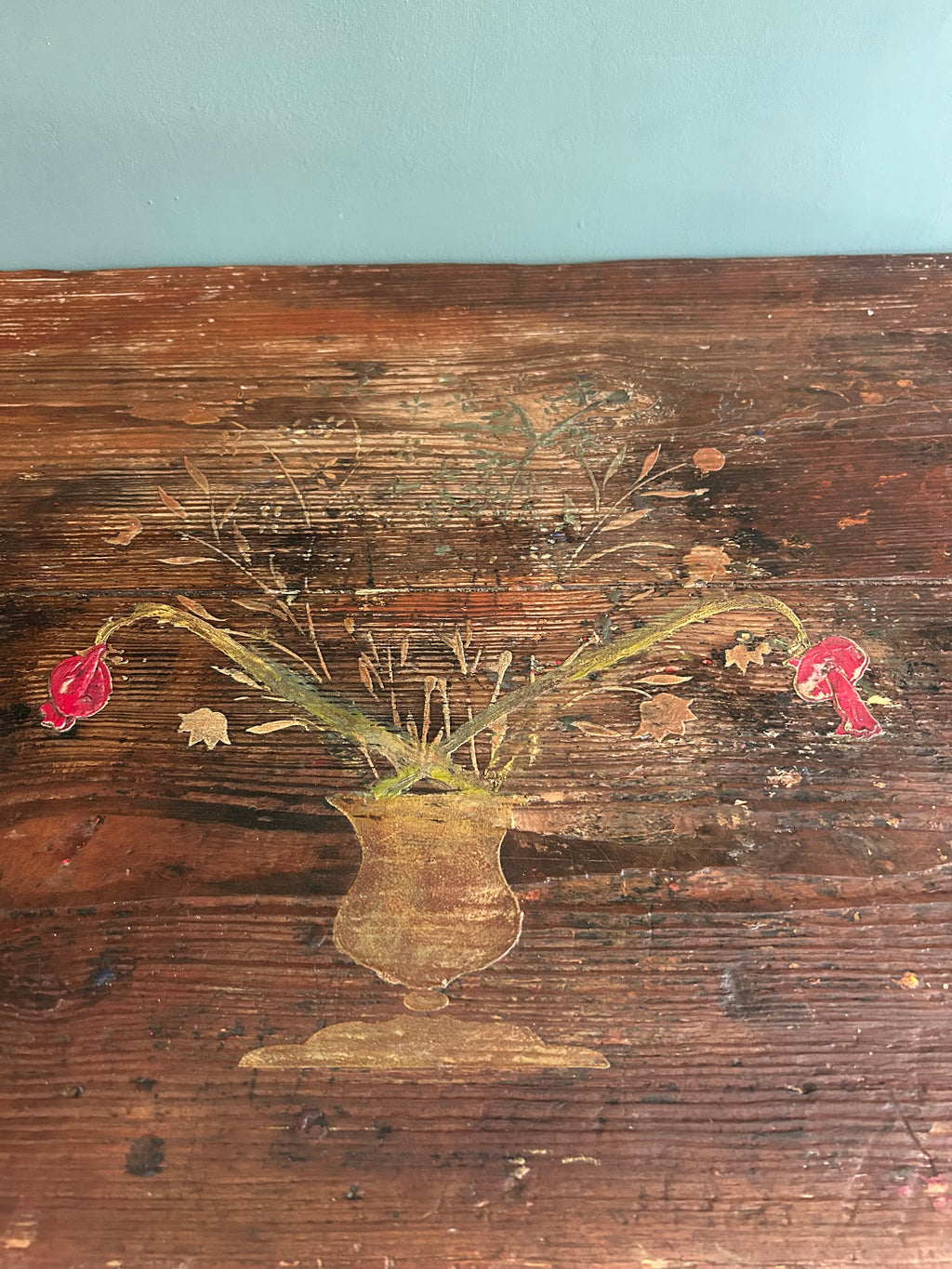 Vintage Console Table with Flower Design.