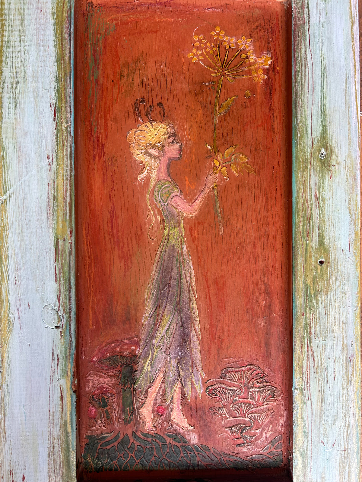 Reclaimed Door Wallhanging Fairy II