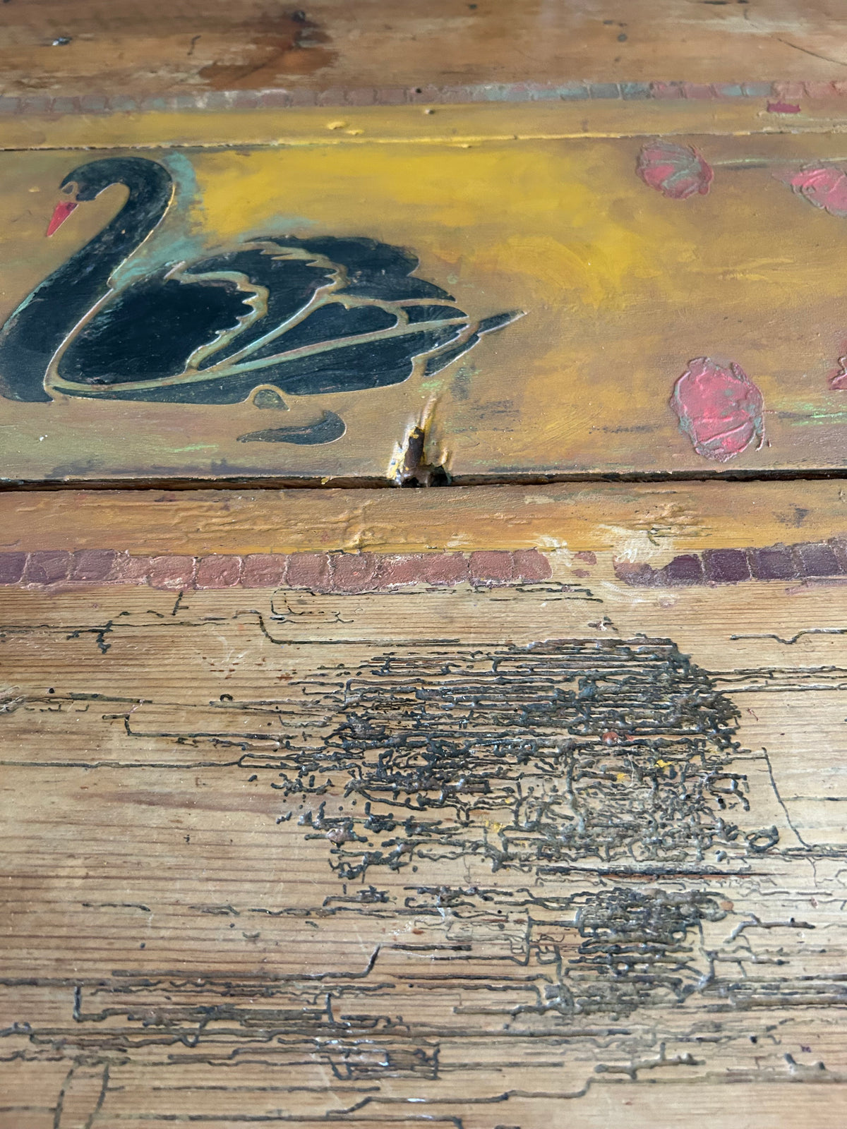 Vintage Folk Art Swan Table