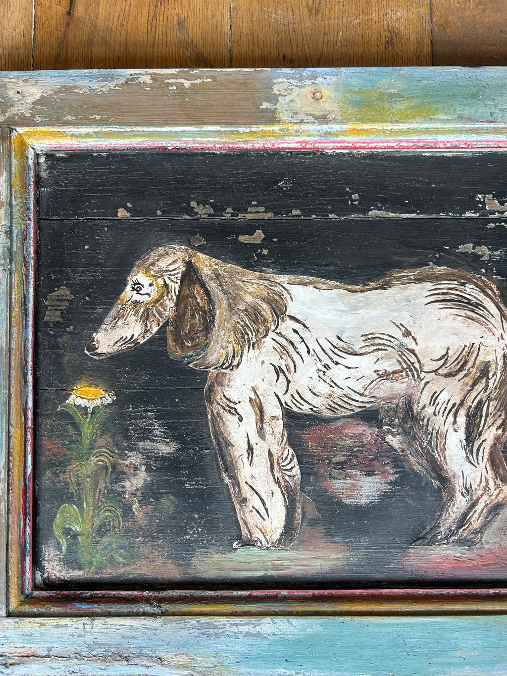 Reclaimed Door Wallhanging with Hound