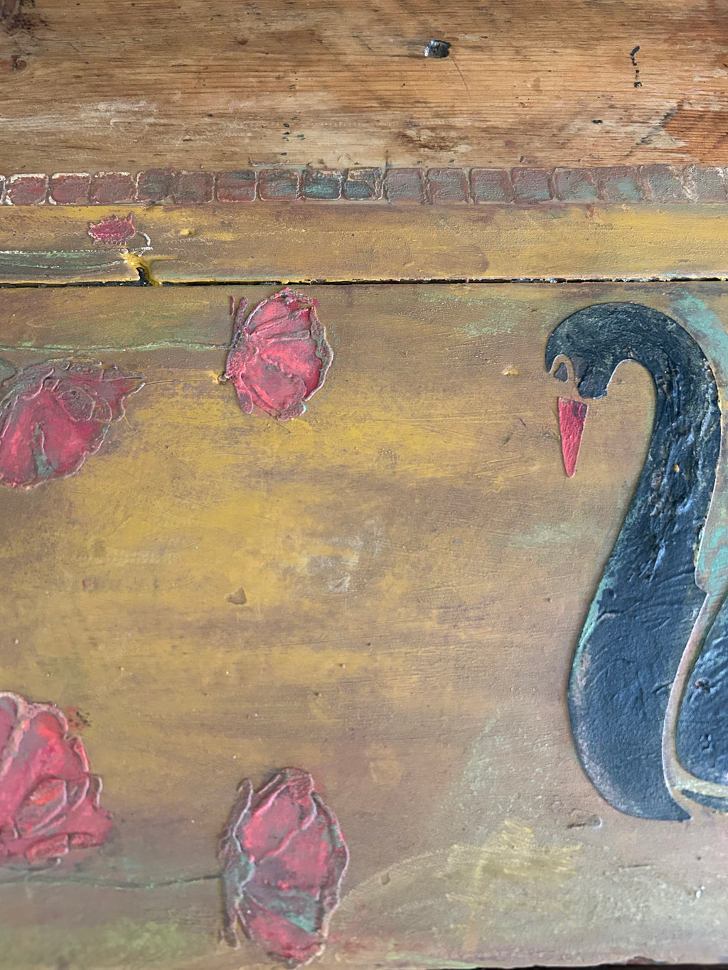 Vintage Folk Art Swan Table