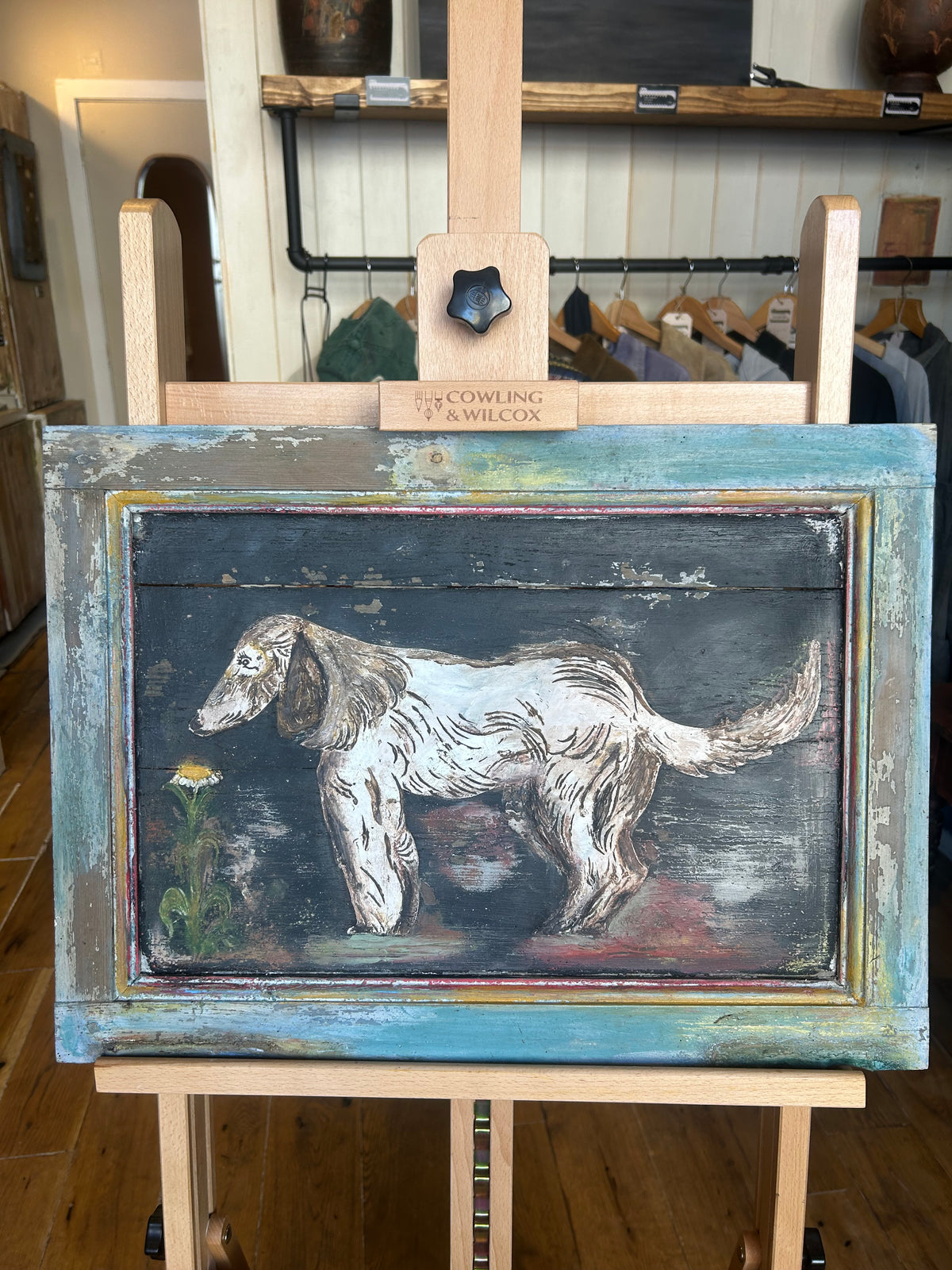 Reclaimed Door Wallhanging with Hound