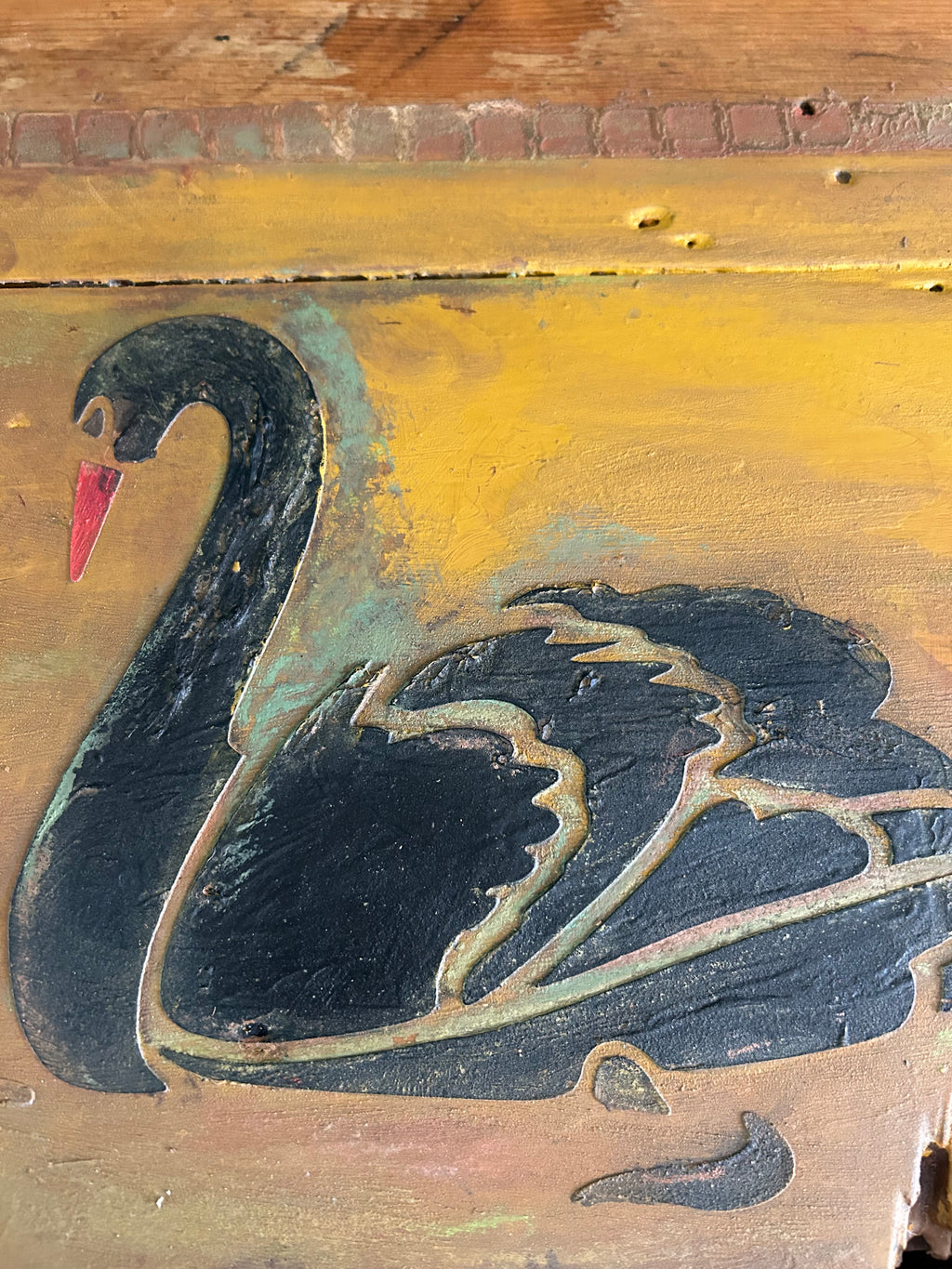 Vintage Folk Art Swan Table