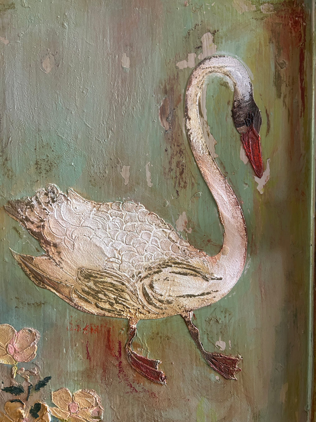 Vintage Painted Folk Art Bedside Cupboards