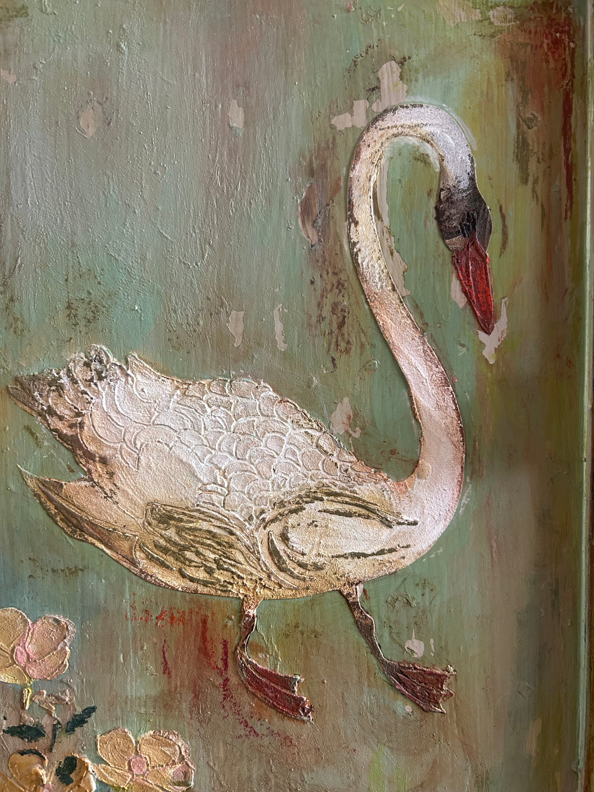 Vintage Painted Folk Art Bedside Cupboards