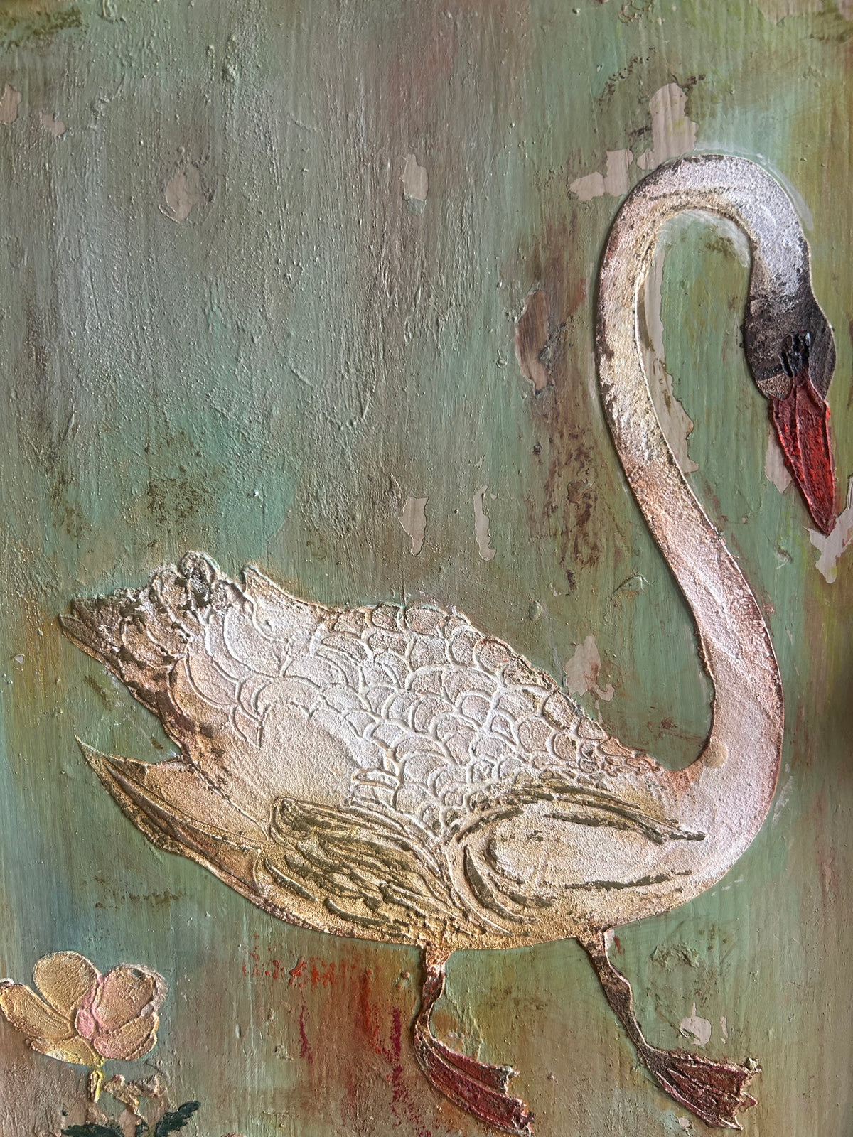 Vintage Painted Folk Art Bedside Cupboards