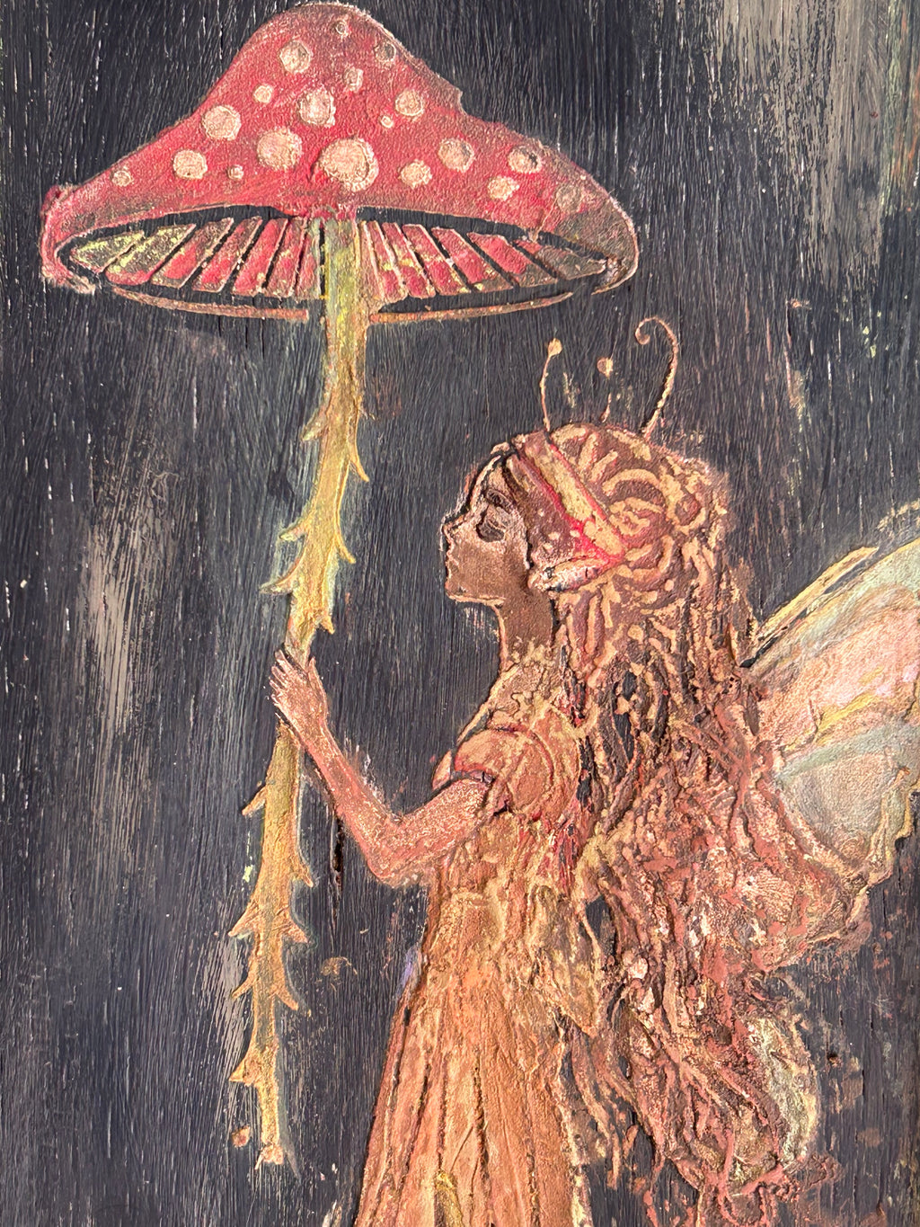 Vintage reclaimed door Fairy Wallhanging