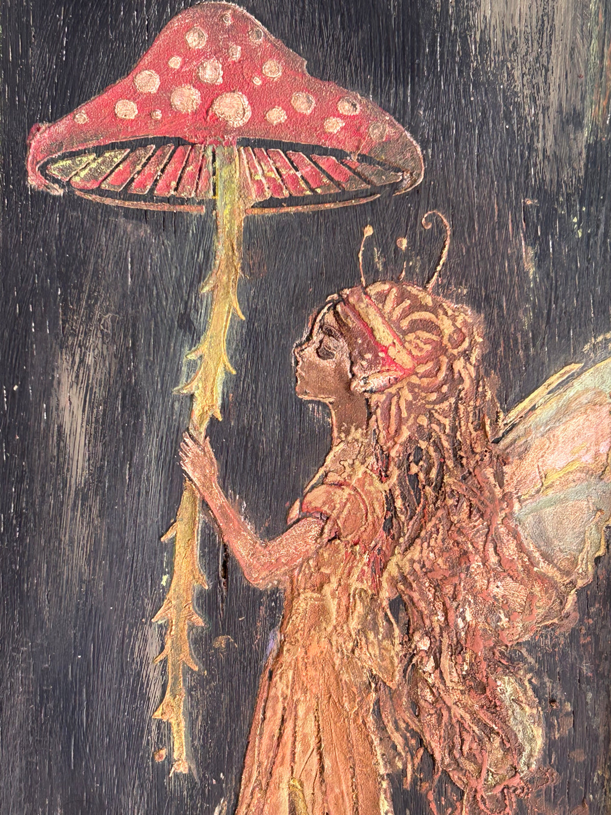 Vintage reclaimed door Fairy Wallhanging