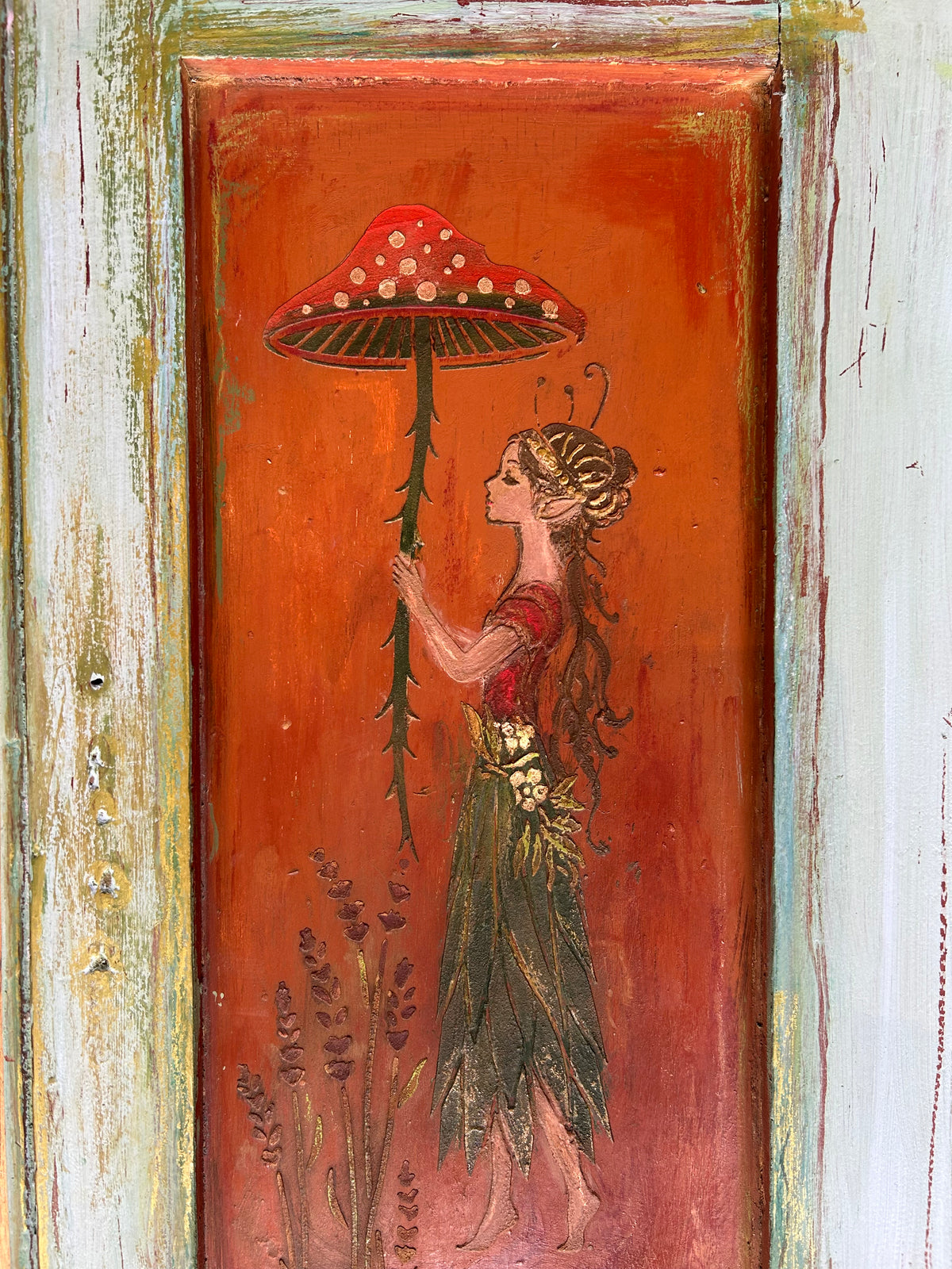 Reclaimed Door Wallhanging Fairy I