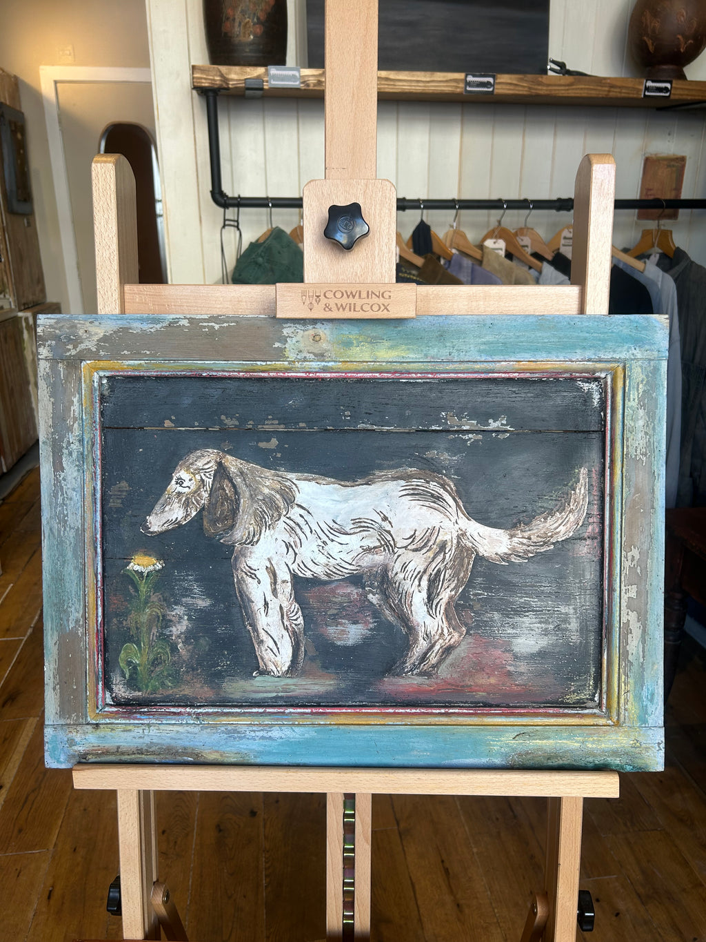 Reclaimed Door Wallhanging with Hound