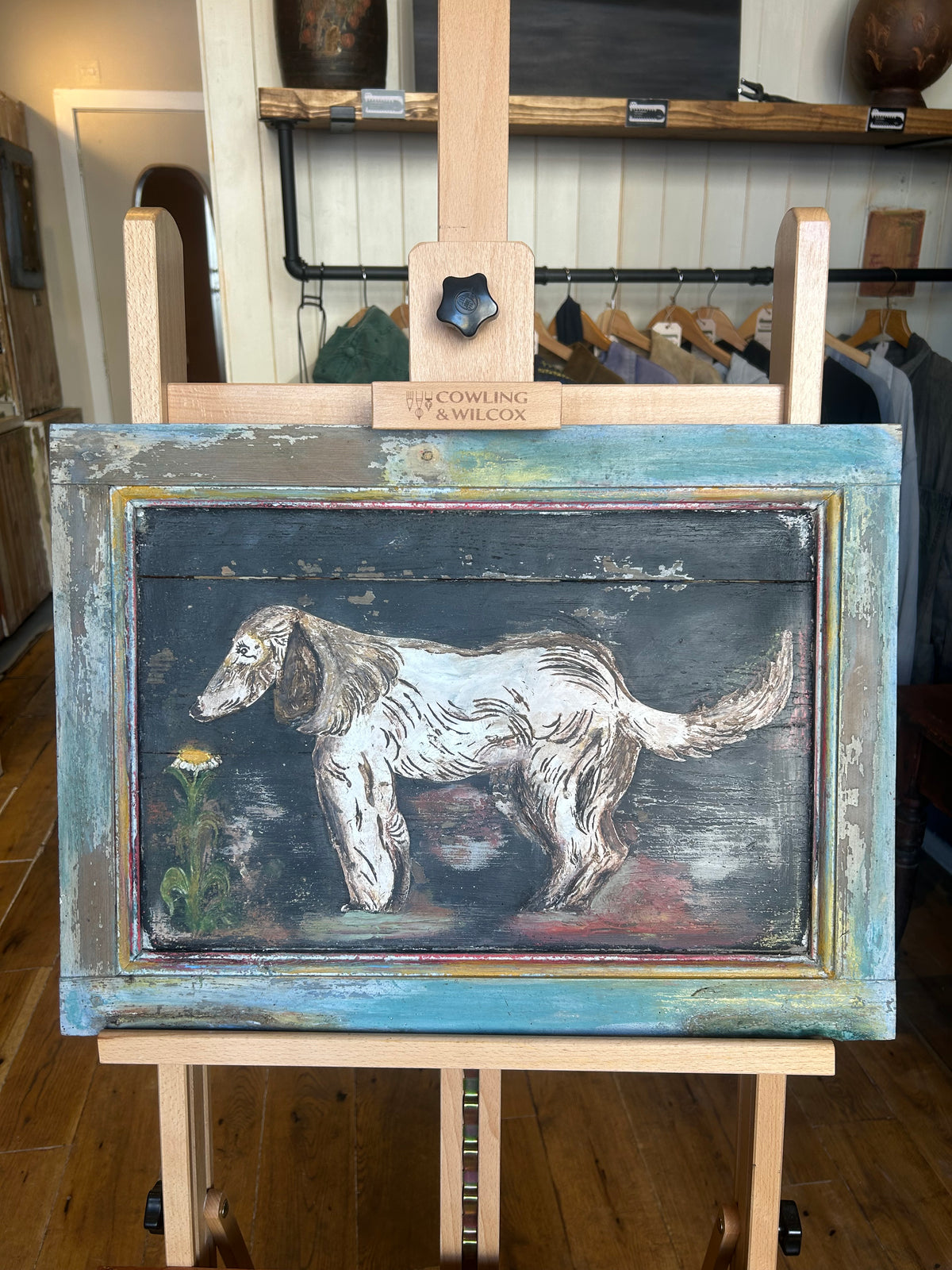 Reclaimed Door Wallhanging with Hound