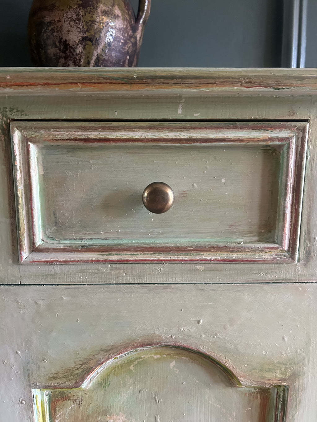 Vintage Painted Folk Art Bedside Cupboards