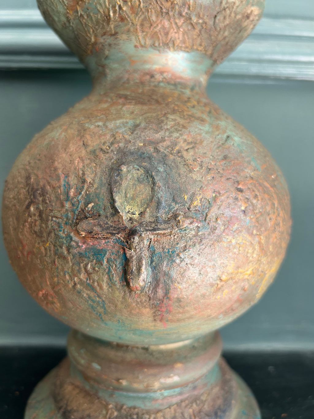 Yew vase with Primitive cross