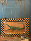 Reclaimed Door Wallhanging with Crocodile