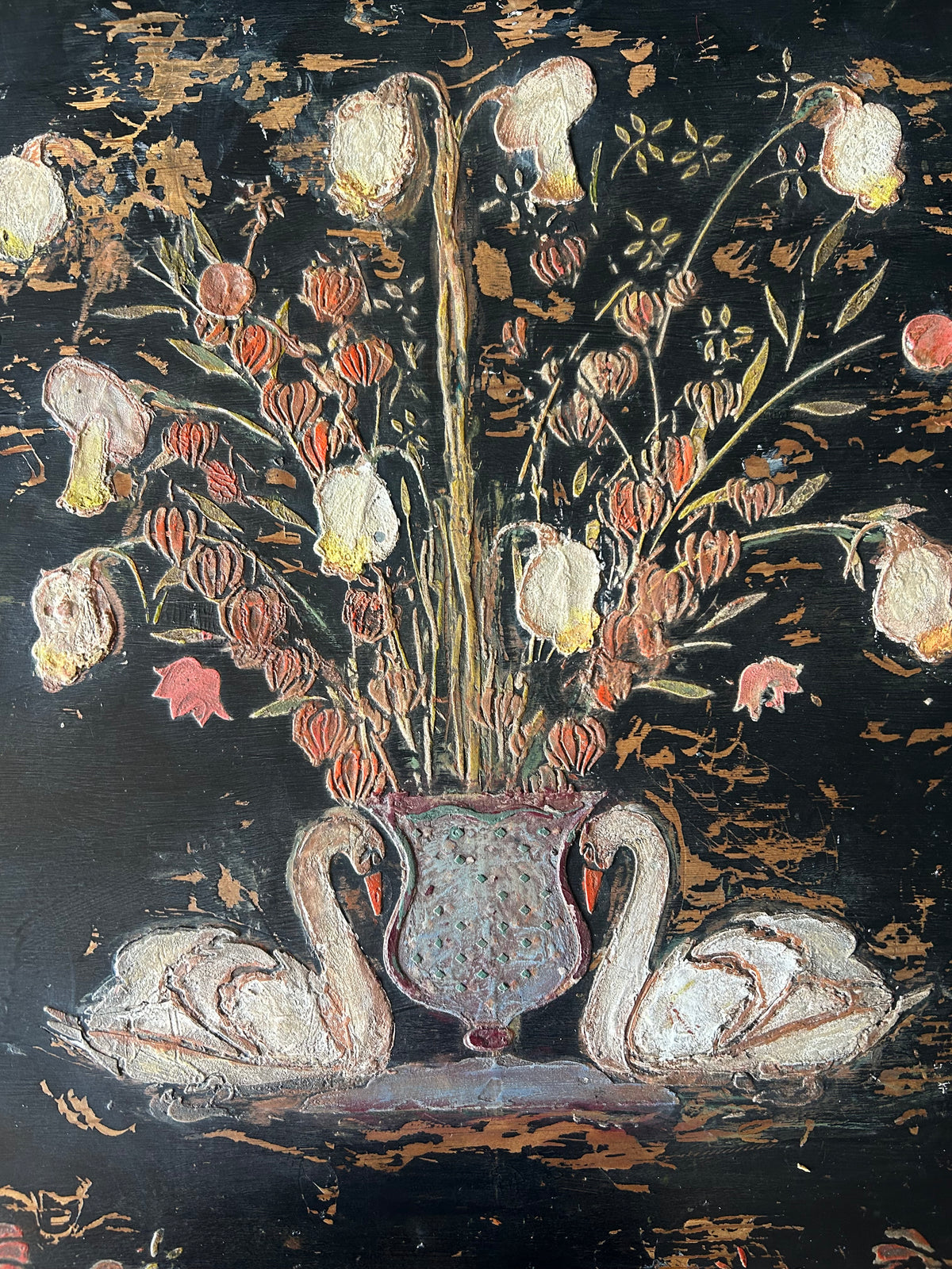 Vintage Swan Folk Art Coffee Table