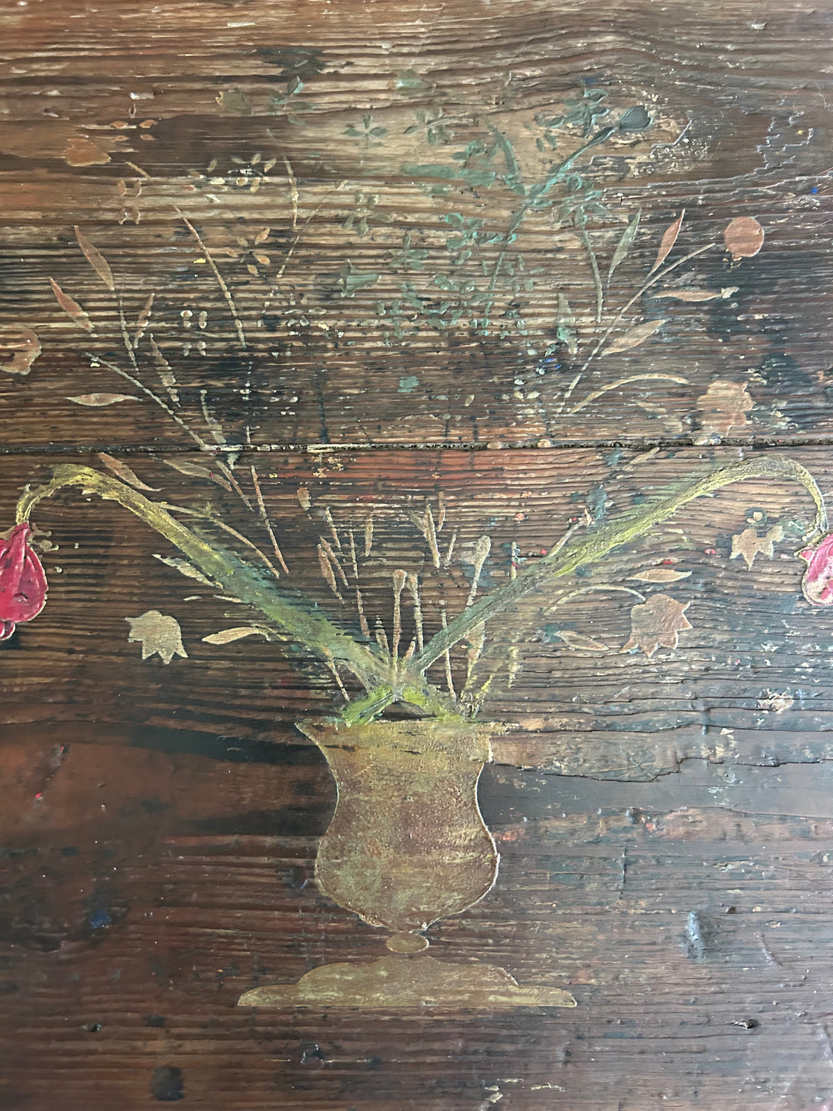 Vintage Console Table with Flower Design.