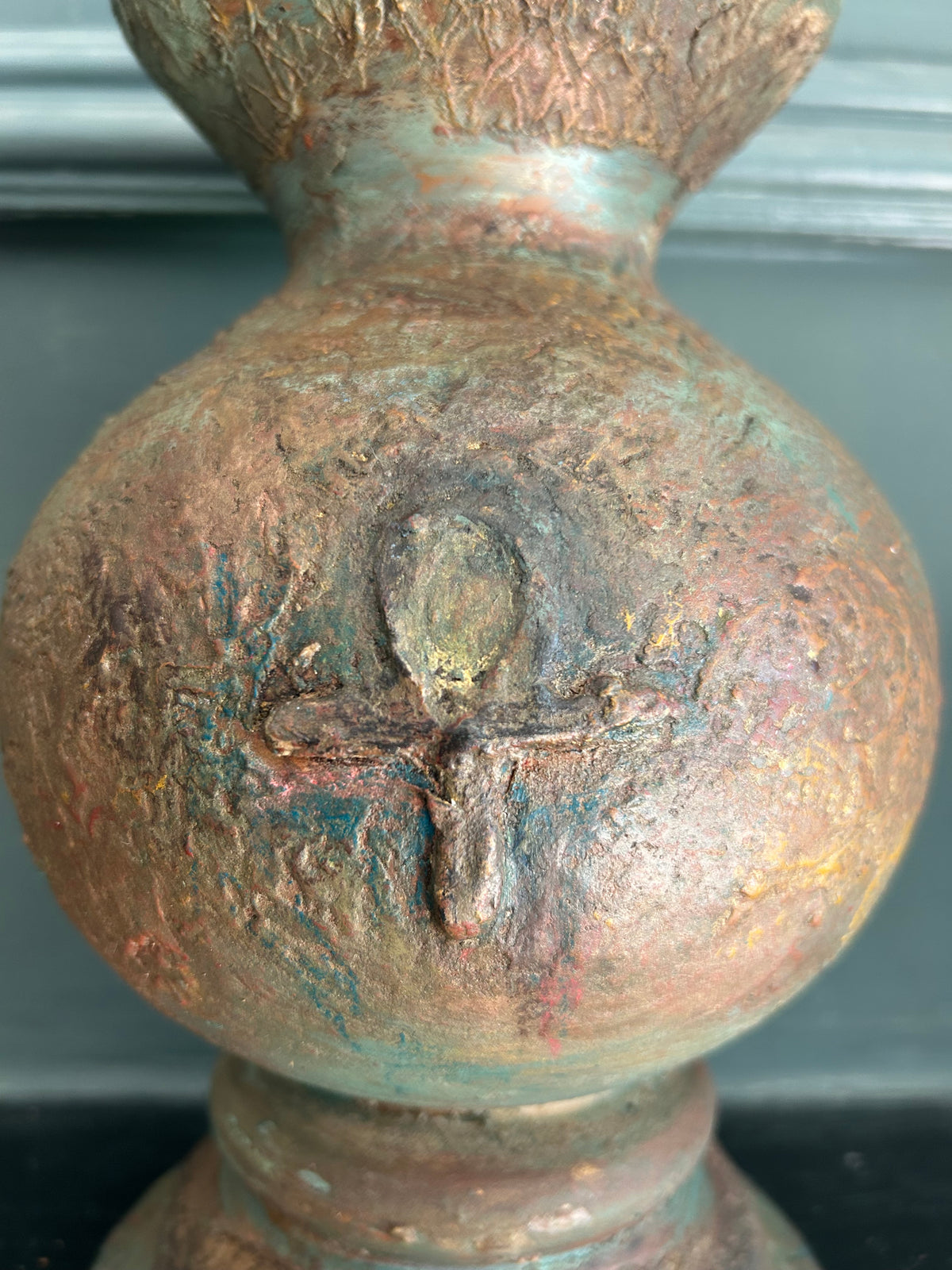 Yew vase with Primitive cross