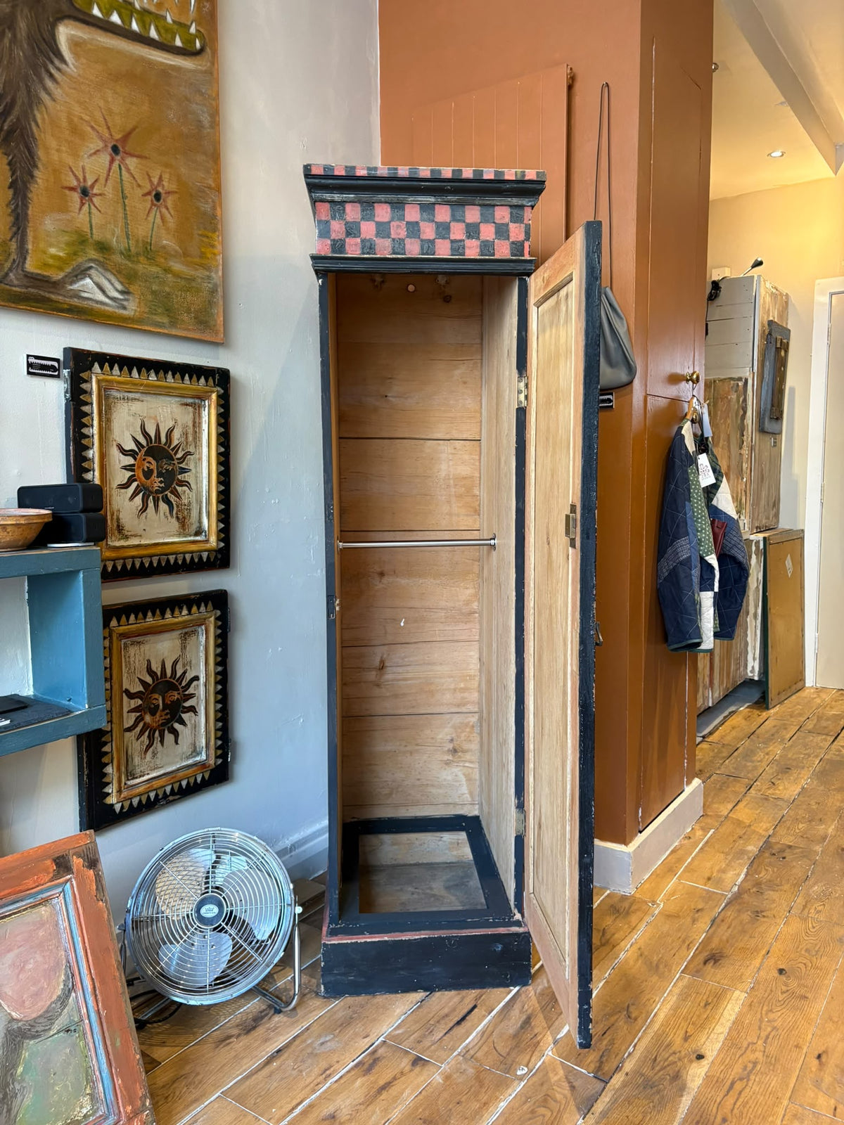 Vintage Folk Art Hall Cupboard