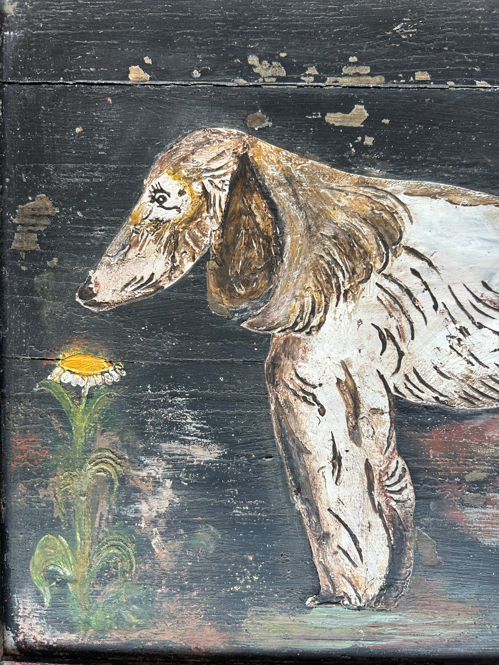 Reclaimed Door Wallhanging with Hound