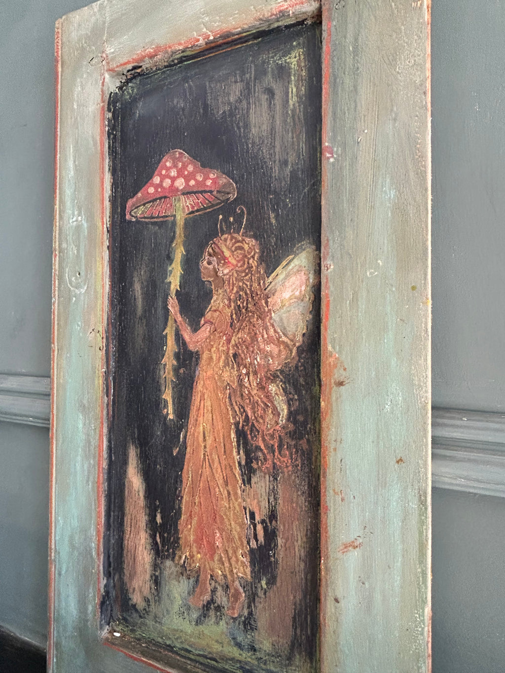 Vintage reclaimed door Fairy Wallhanging