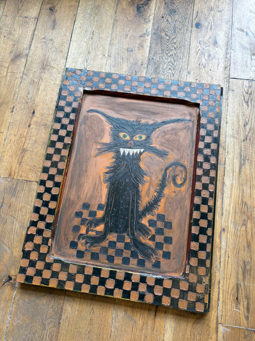 Cat with Checkerboard Frame
