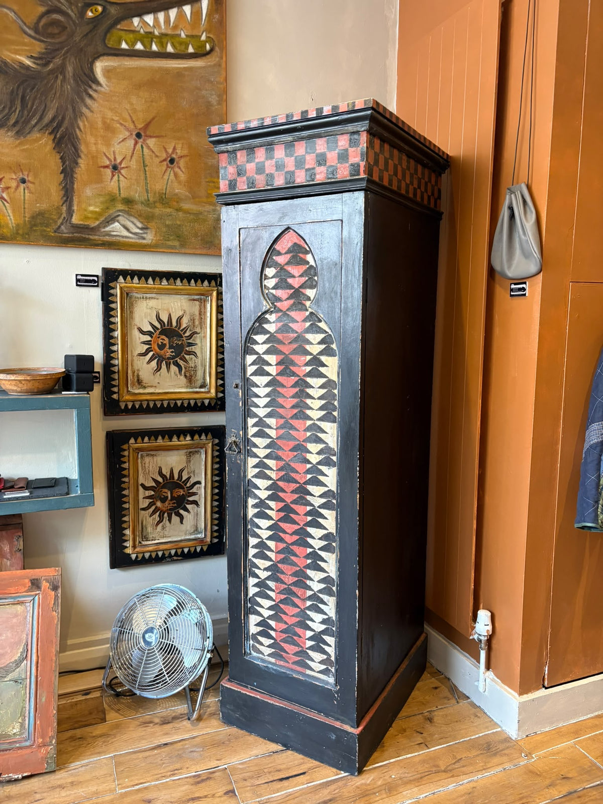 Vintage Folk Art Hall Cupboard