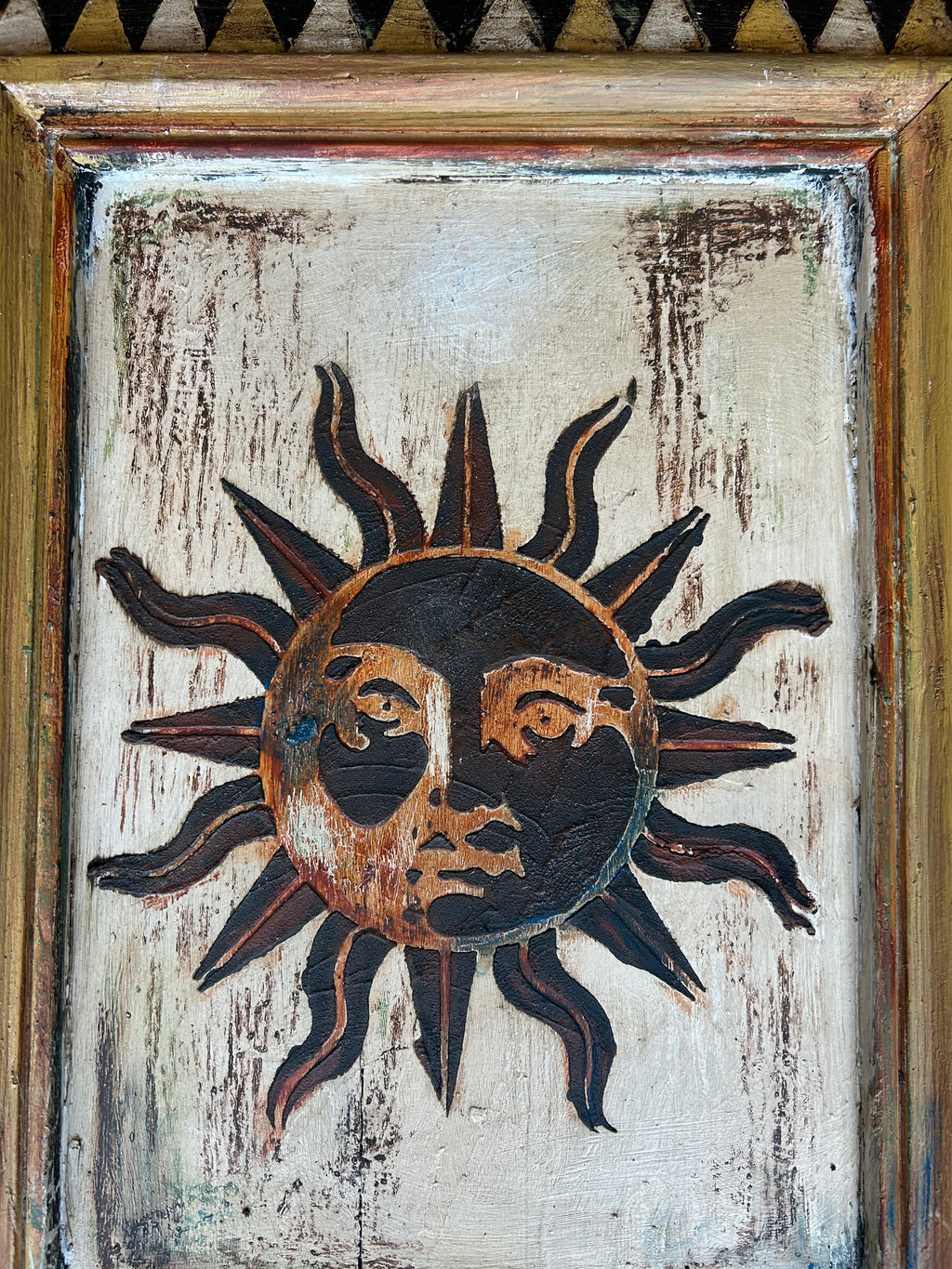Reclaimed Door Wallhanging Sun II