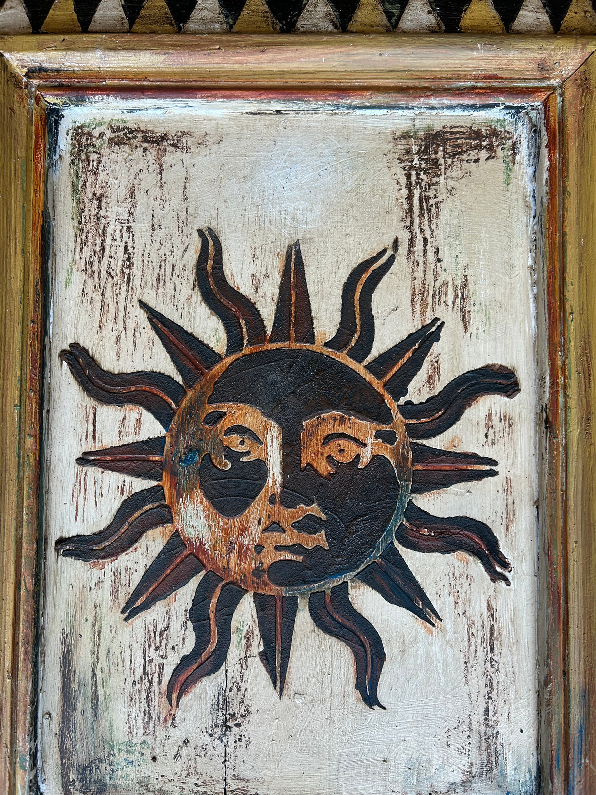 Reclaimed Door Wallhanging Sun II