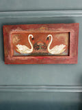 Vintage Reclaimed Door Wallhanging with Folk Art