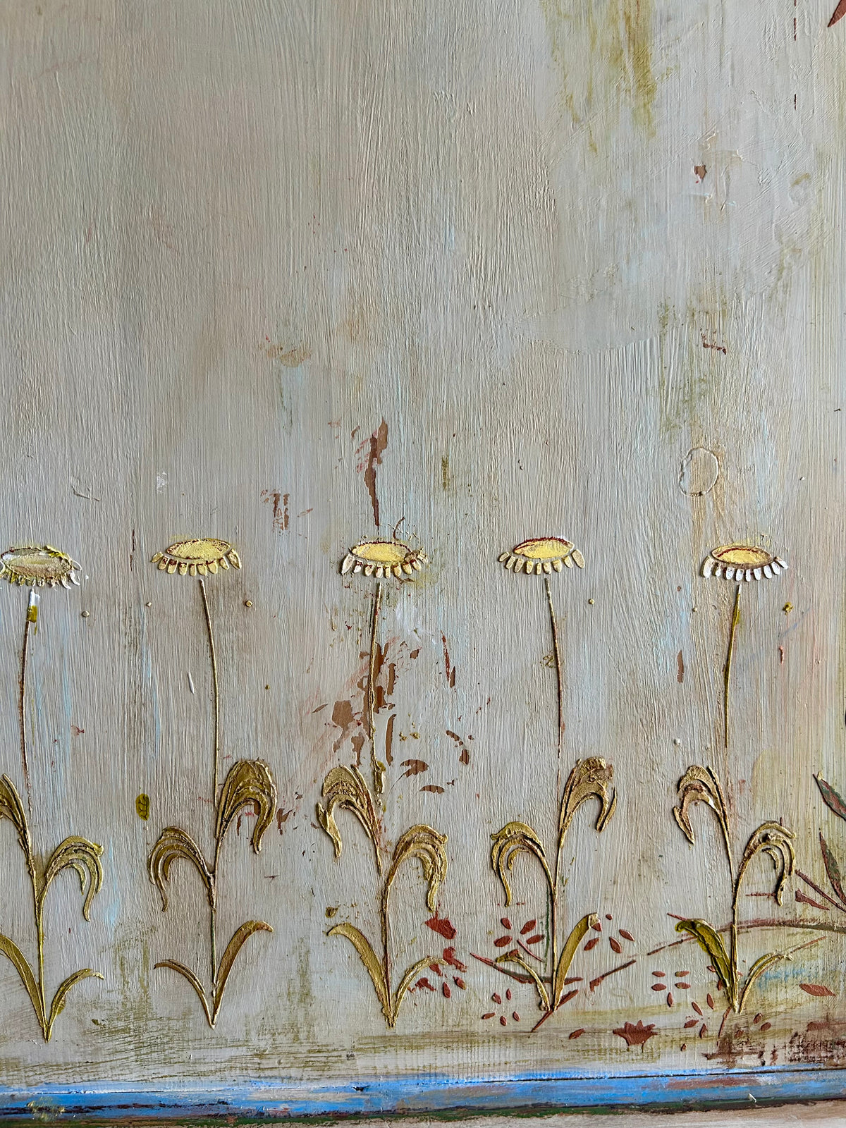 Vintage Folk Art Swan Armoire