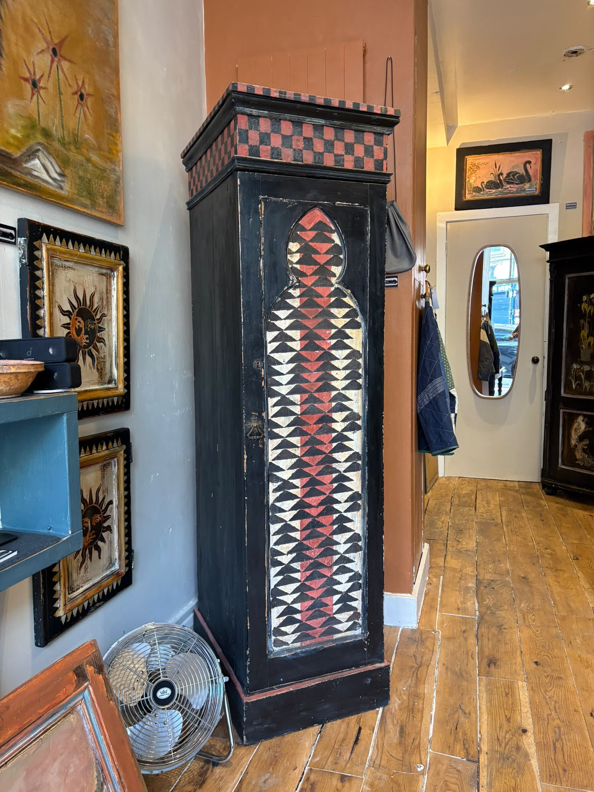 Vintage Folk Art Hall Cupboard