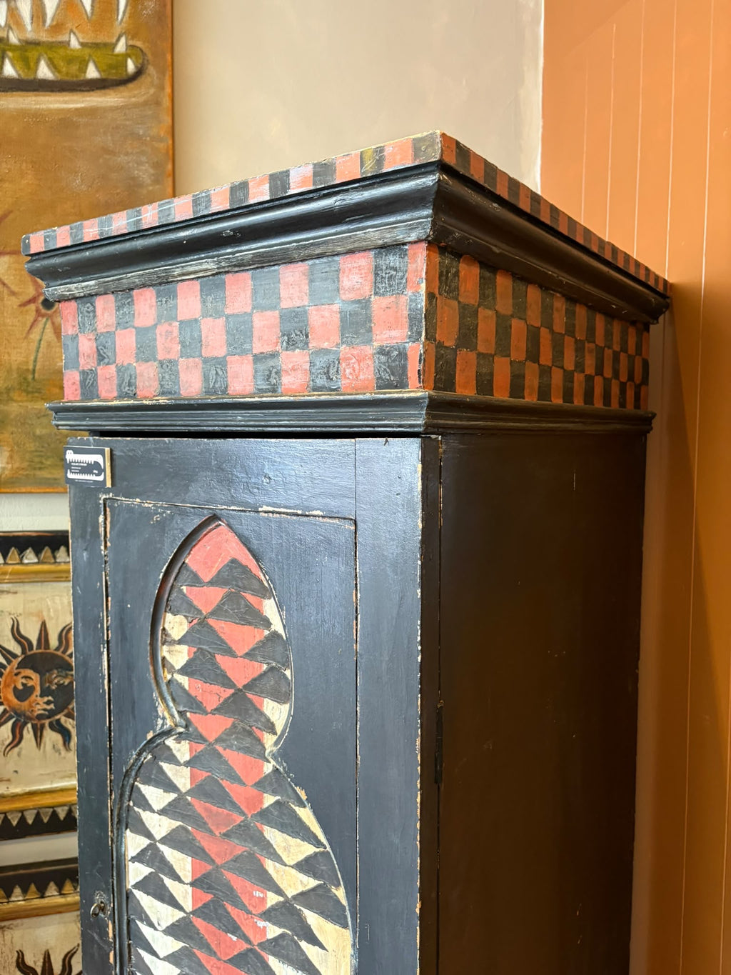 Vintage Folk Art Hall Cupboard